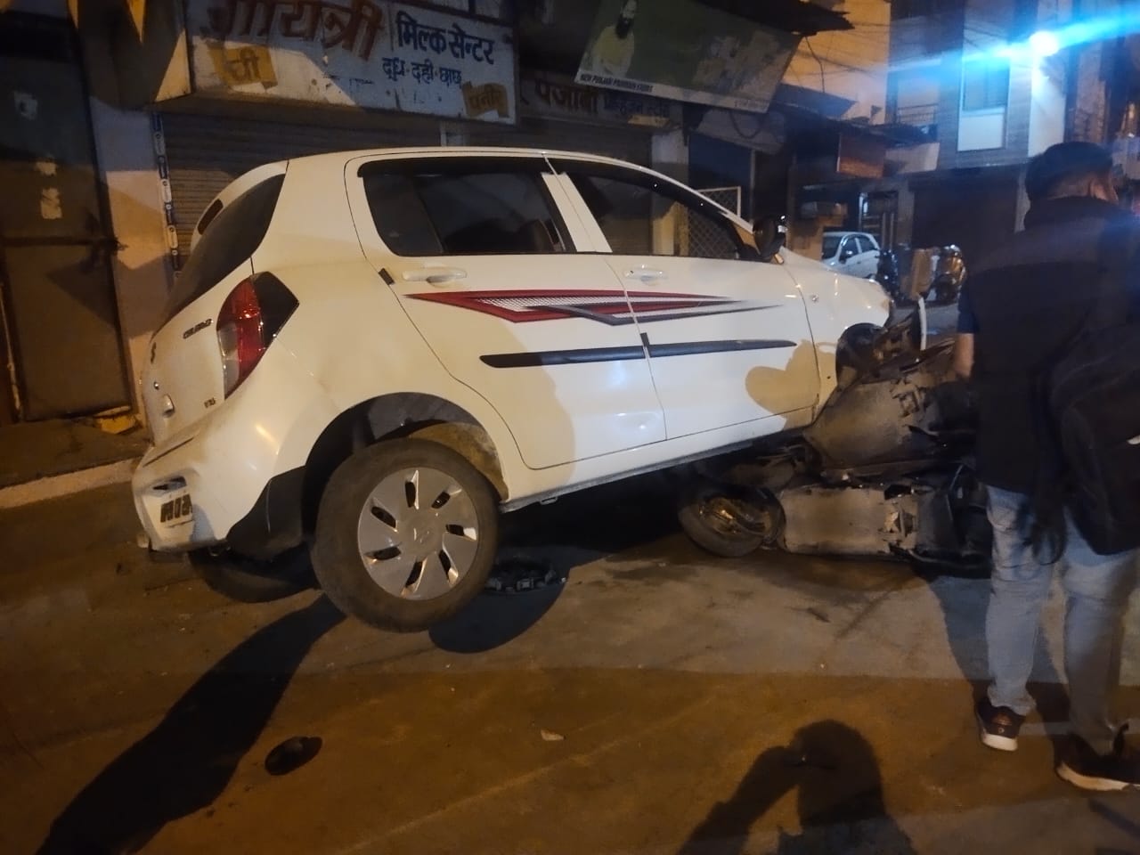 High speed car collided two wheelers in Pardesipura Police Station Area Indore