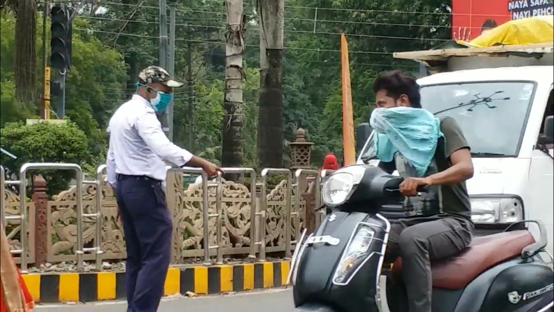 Traffic police stop vehicle