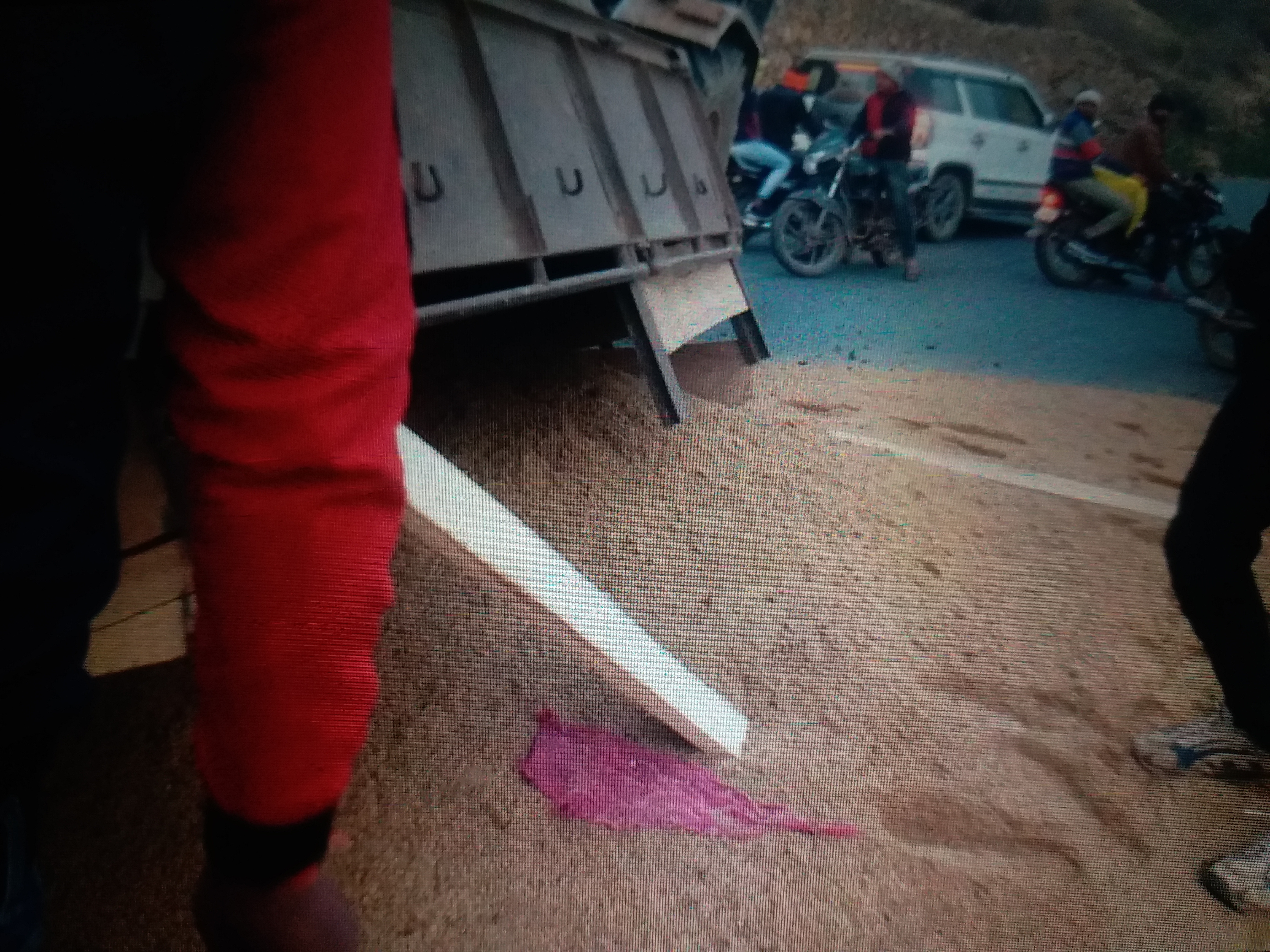 Sand trolley overturned