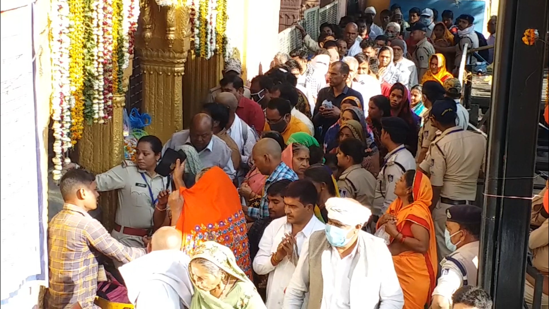 Crowd of devotees in Shani temple