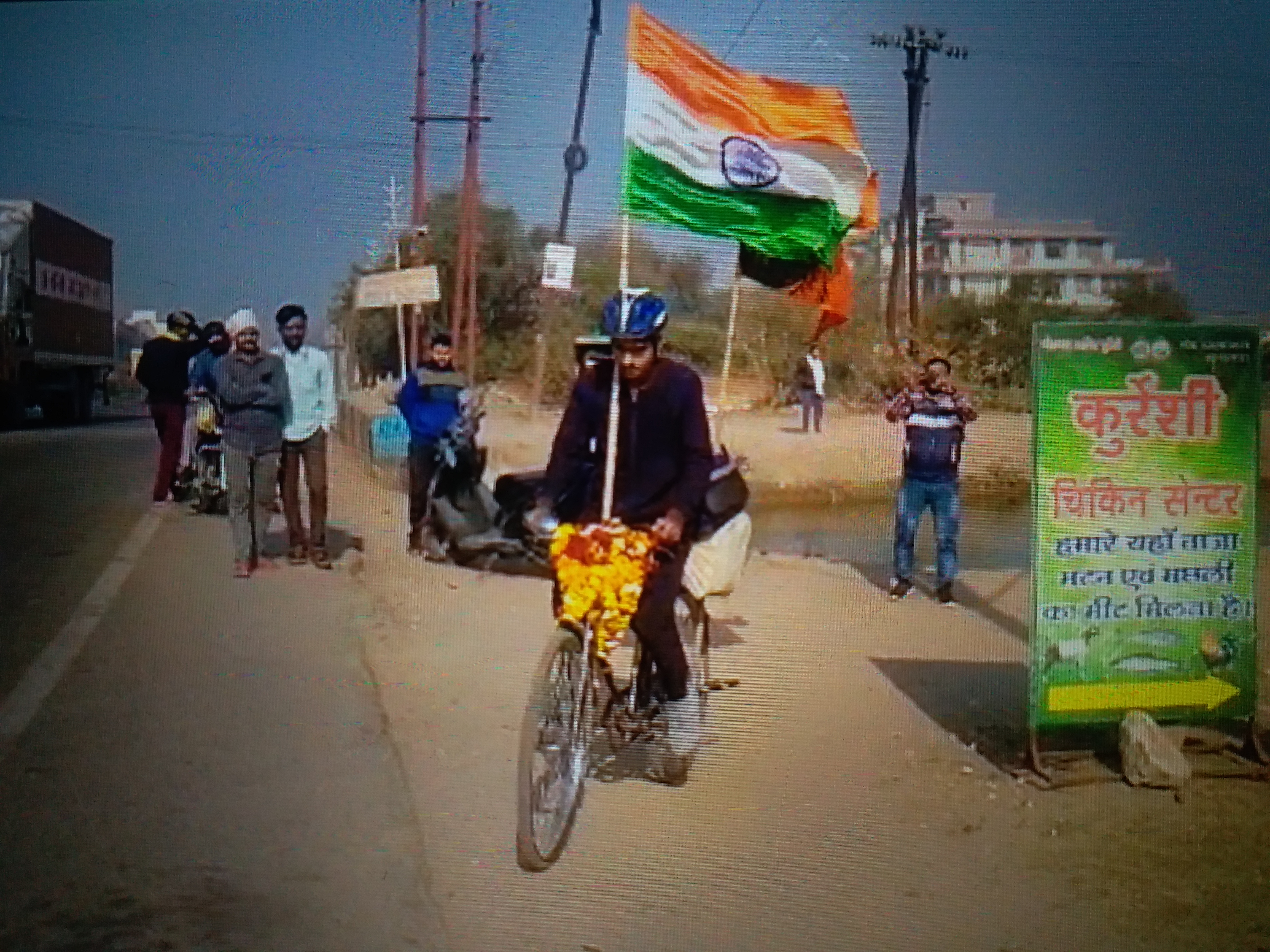 A man from UP's Bhadohi district going to Mumbai on Cycle  with Ganga water for Shivaji Statue Abhishek