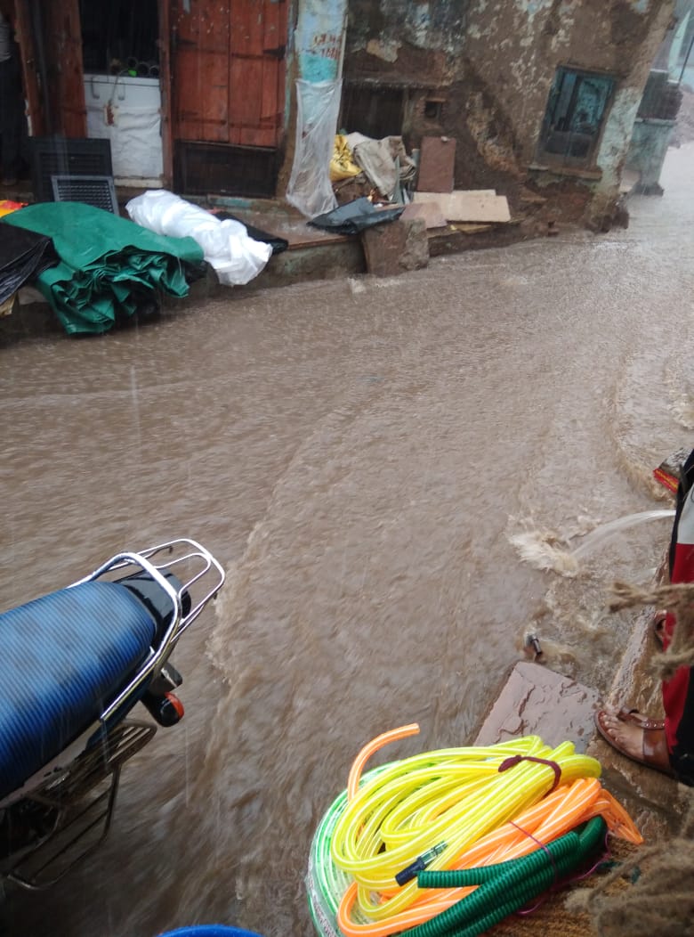 road block due to rain