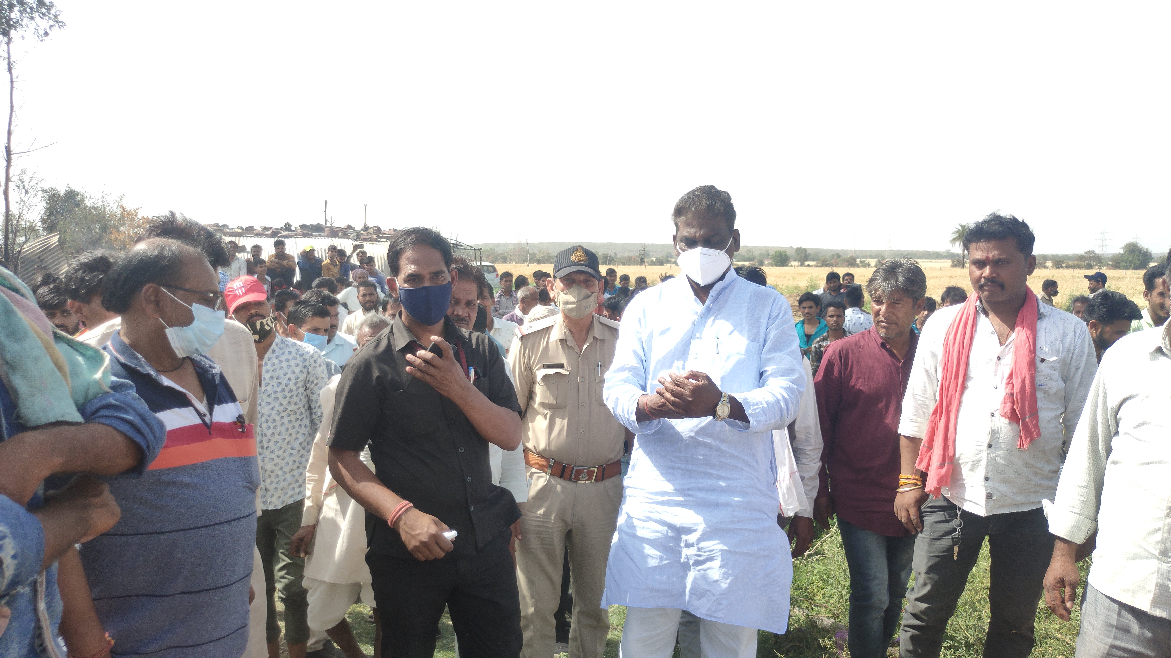 Minister Prabhuram Chaudhary with farmers