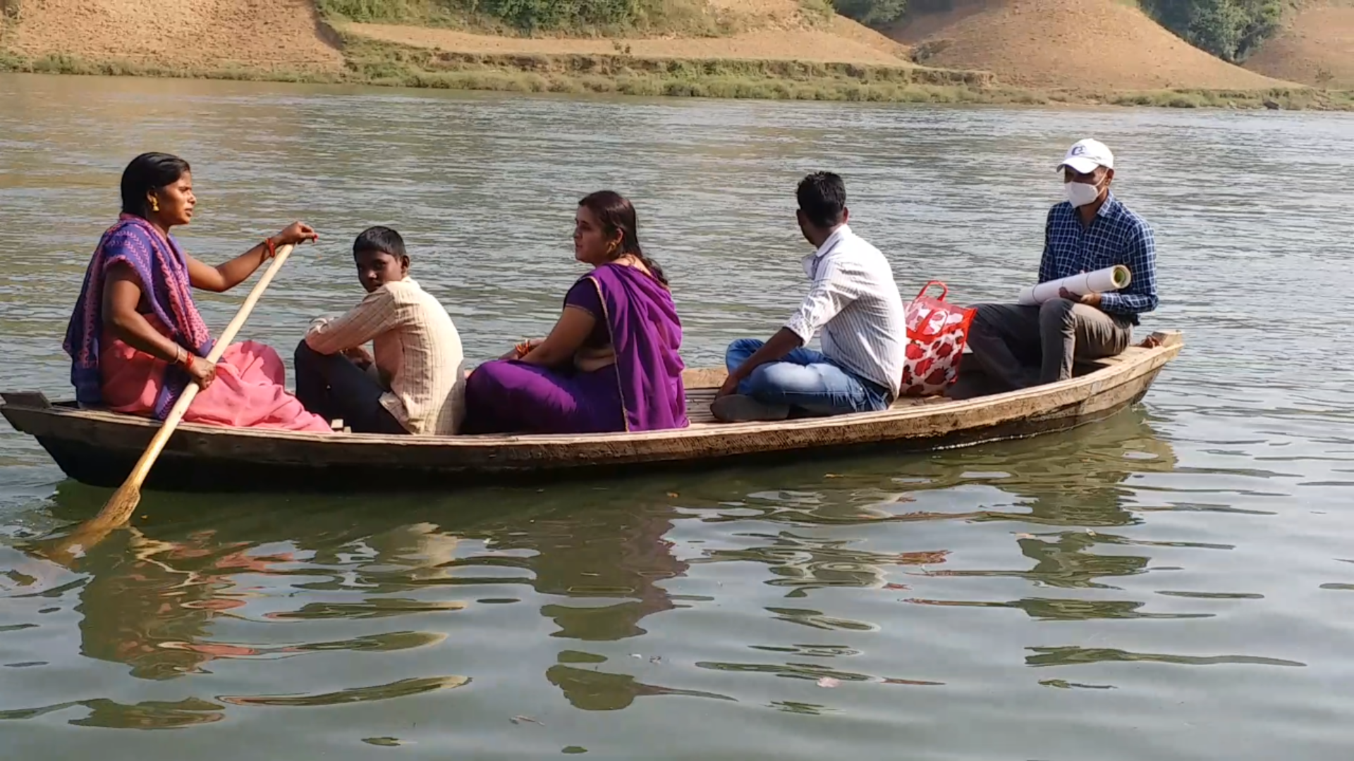 Ranjana travels to work on a boat