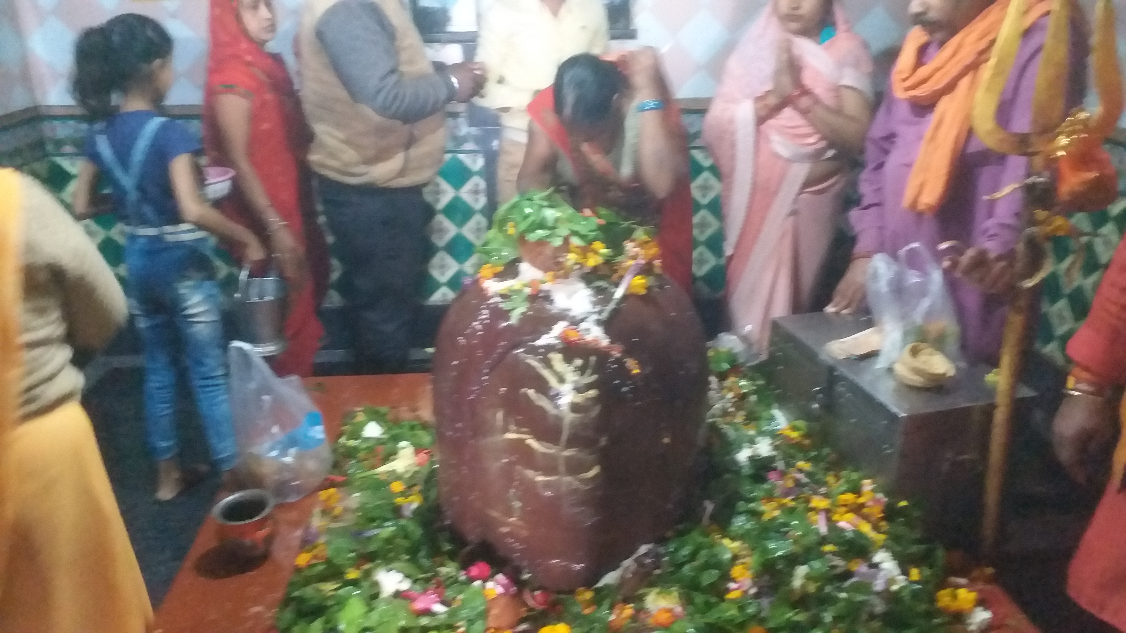 Devotees worshiping Shivling in Gavinath Dham