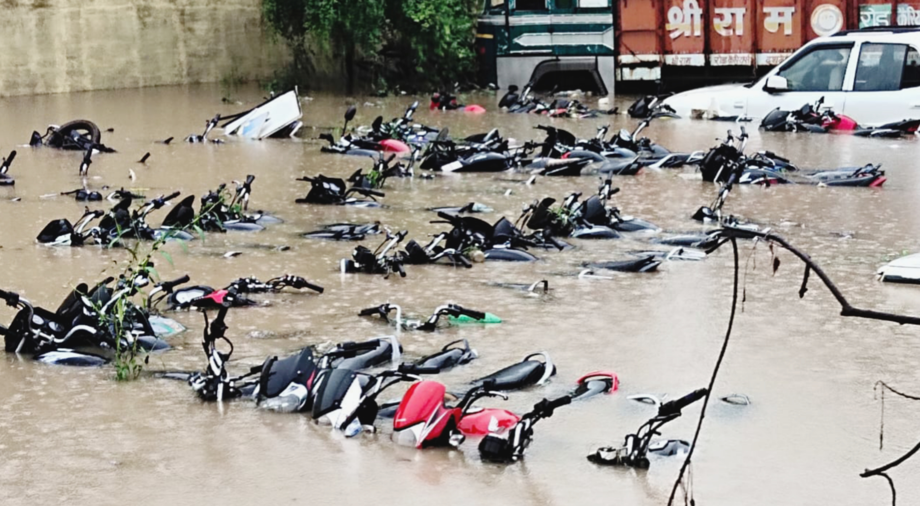 Vehicles submerged in Nagaud police station