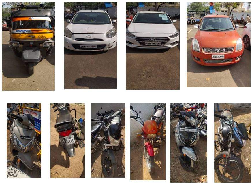 Three four wheelers and 19 two wheelers seized