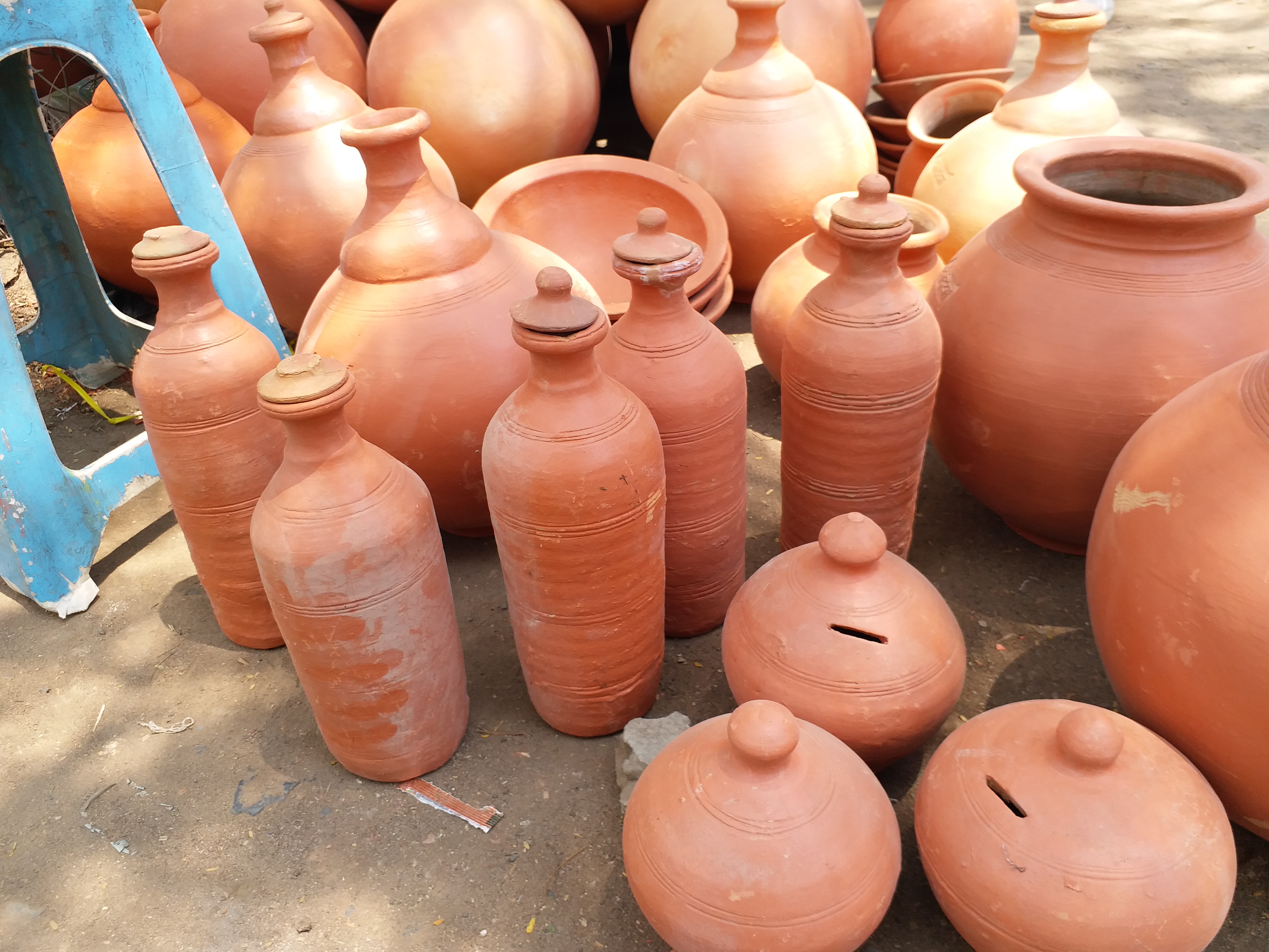 wonderful earthen bottles with desi fridge