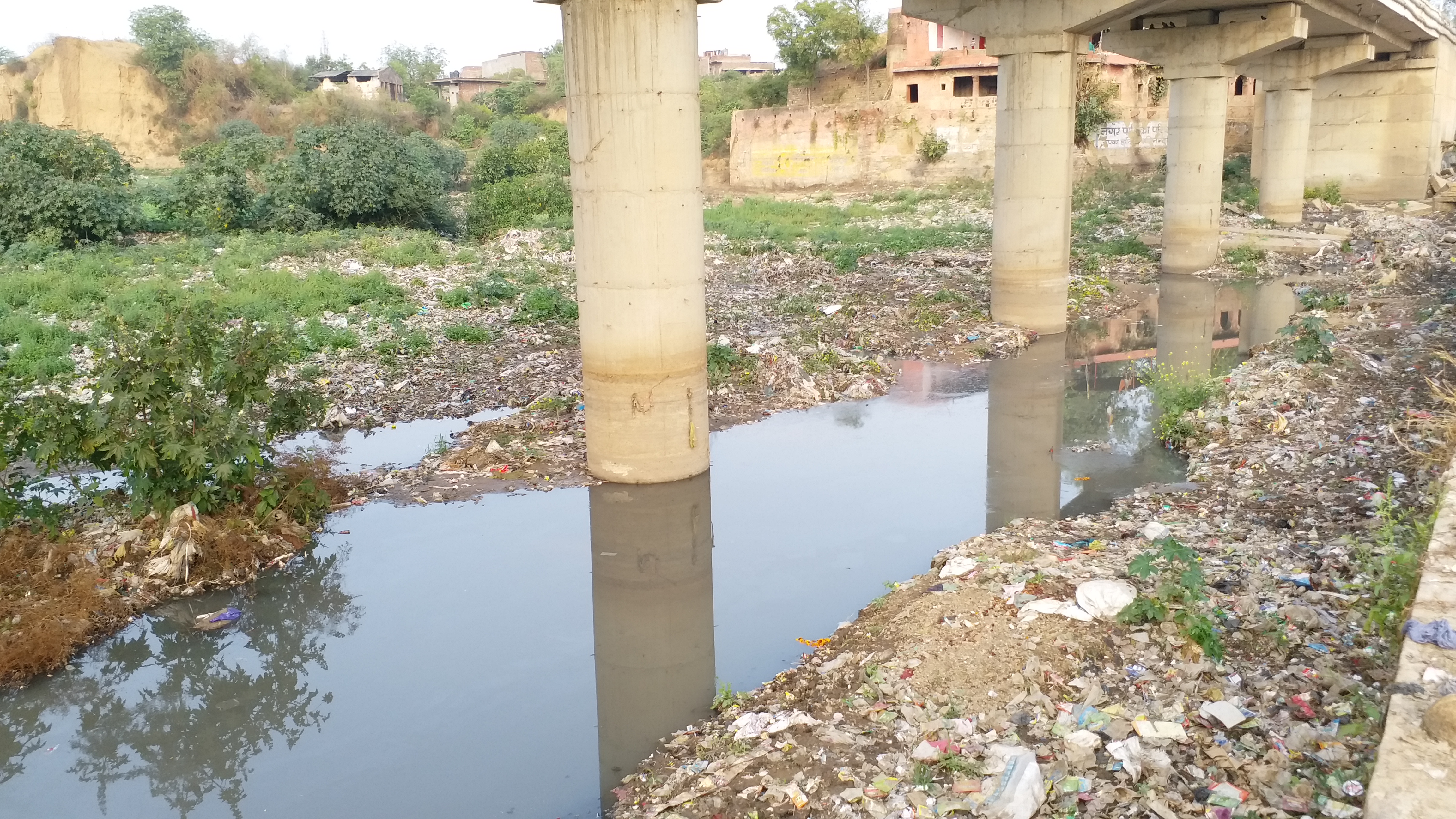 Polluted seep river