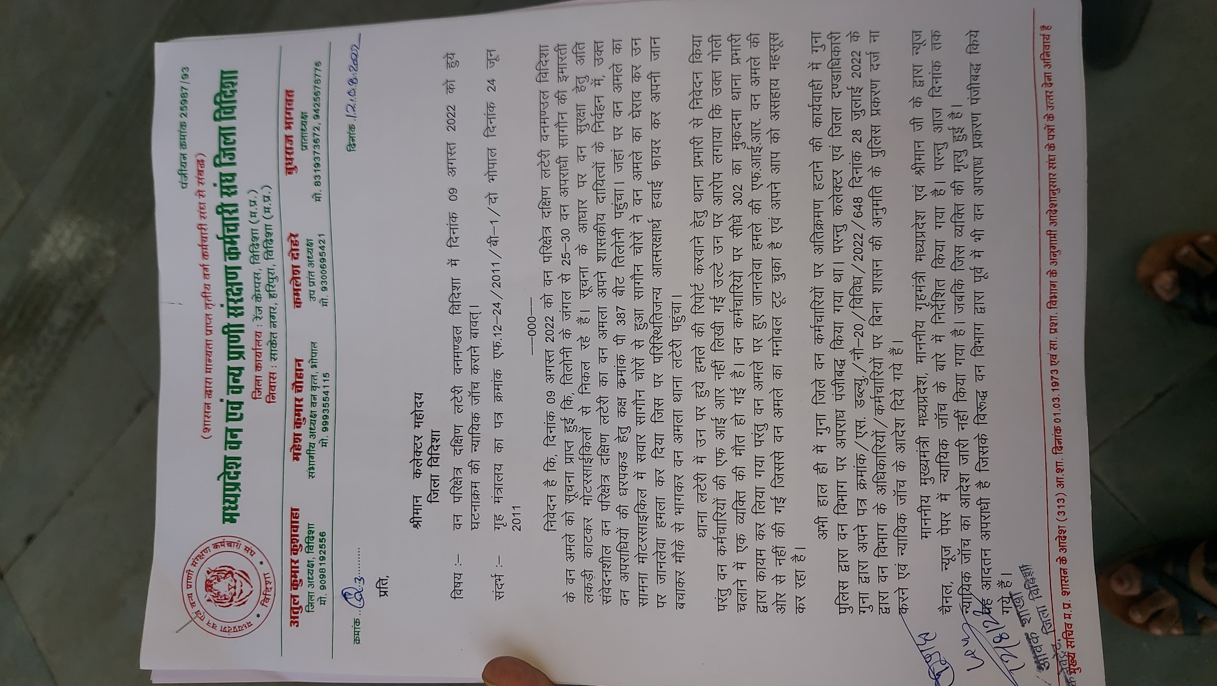 Memorandum submitted to Collector