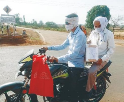 Corona samples sent by bike in vidisha