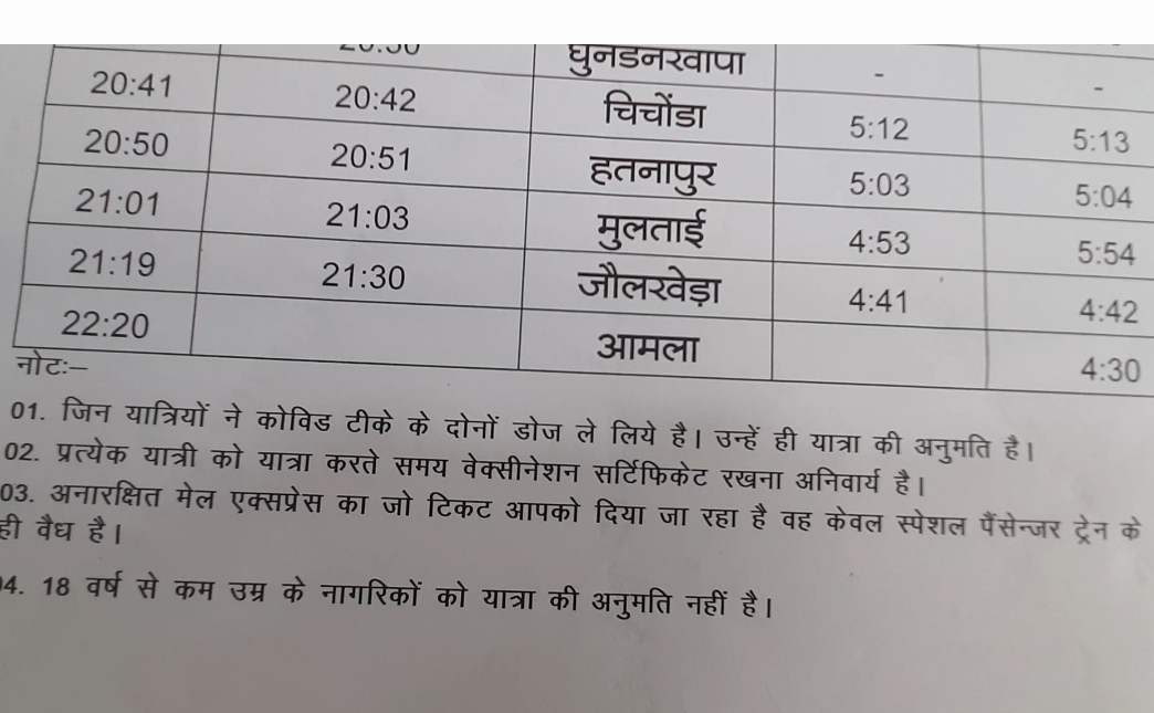 ban train travel of passengers below 18 years of age