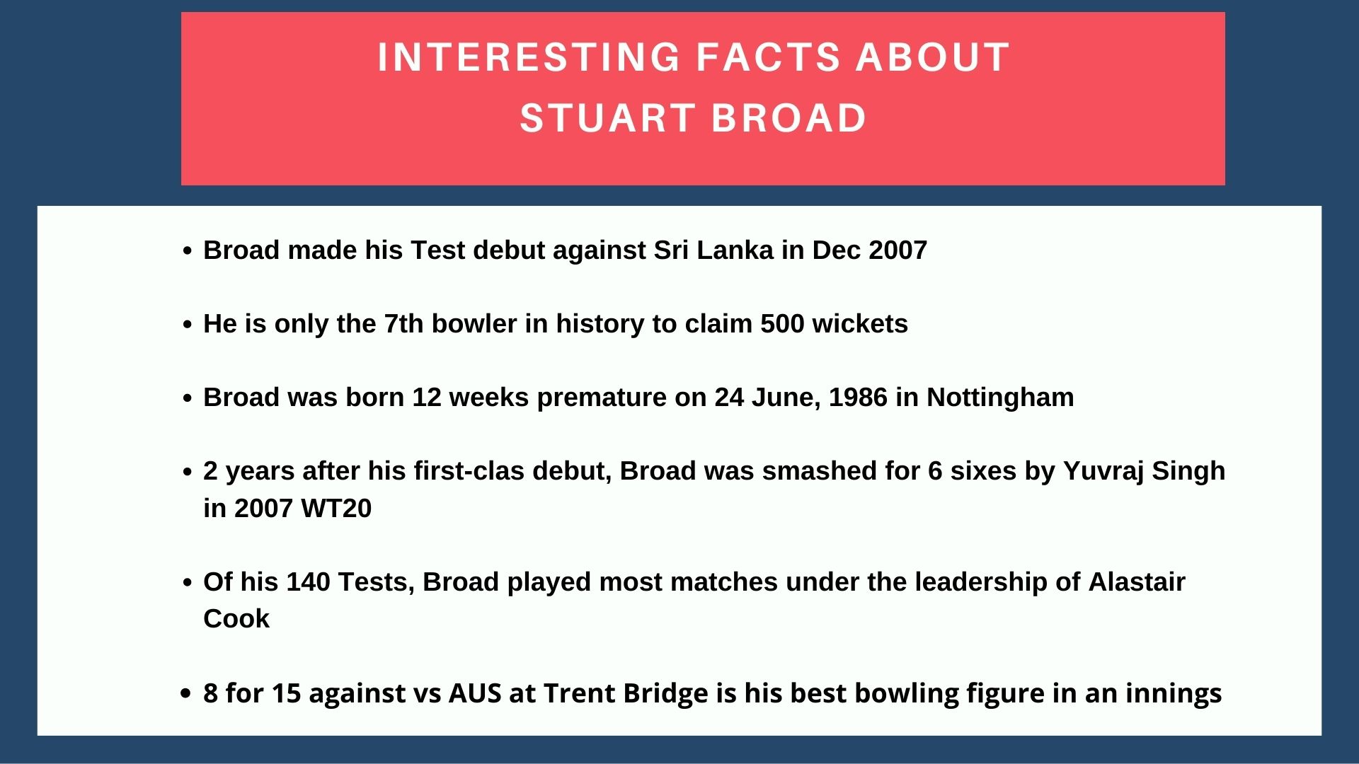 Interesting facts about Stuart Broad