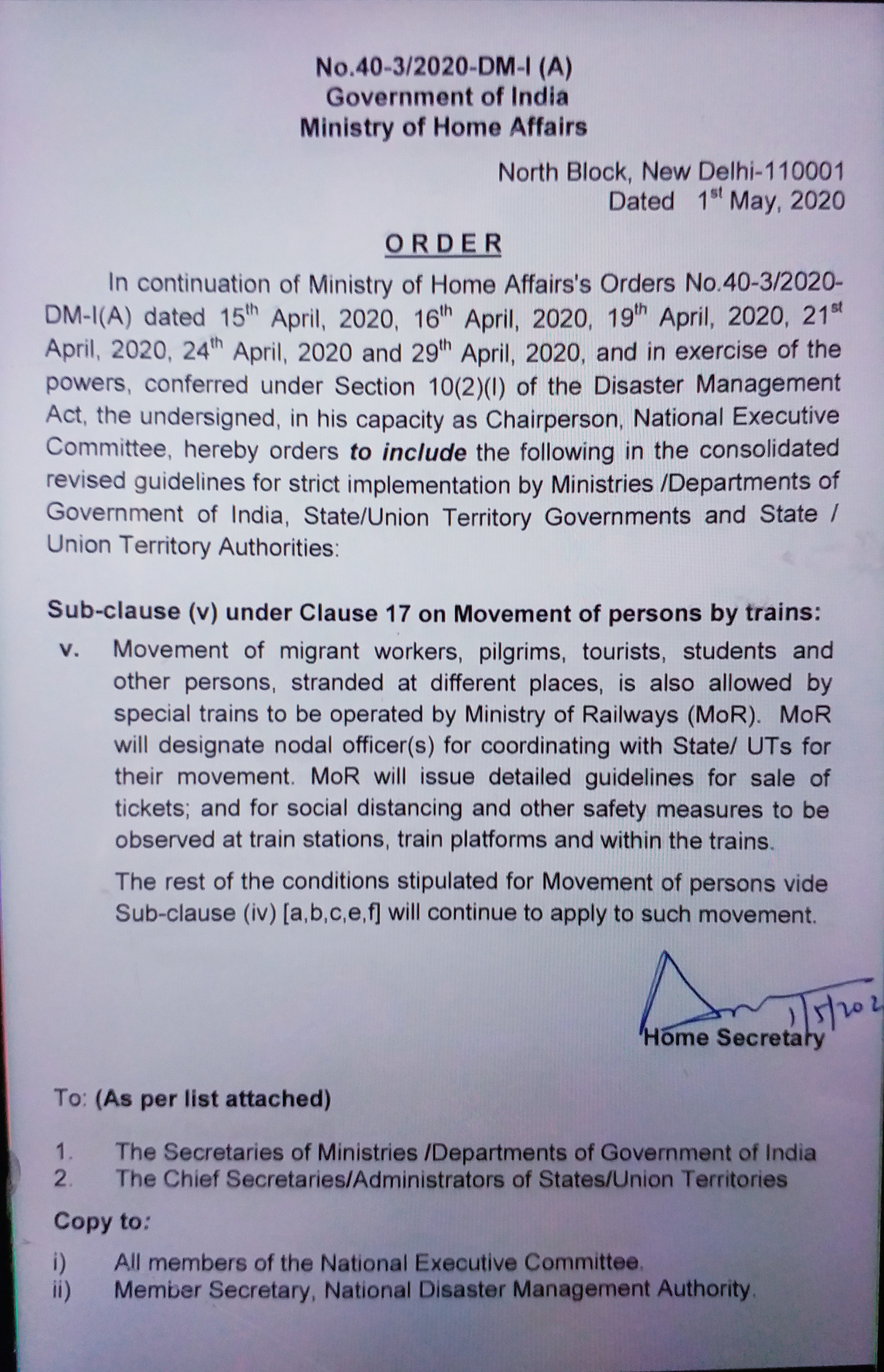 order to run trains by mha