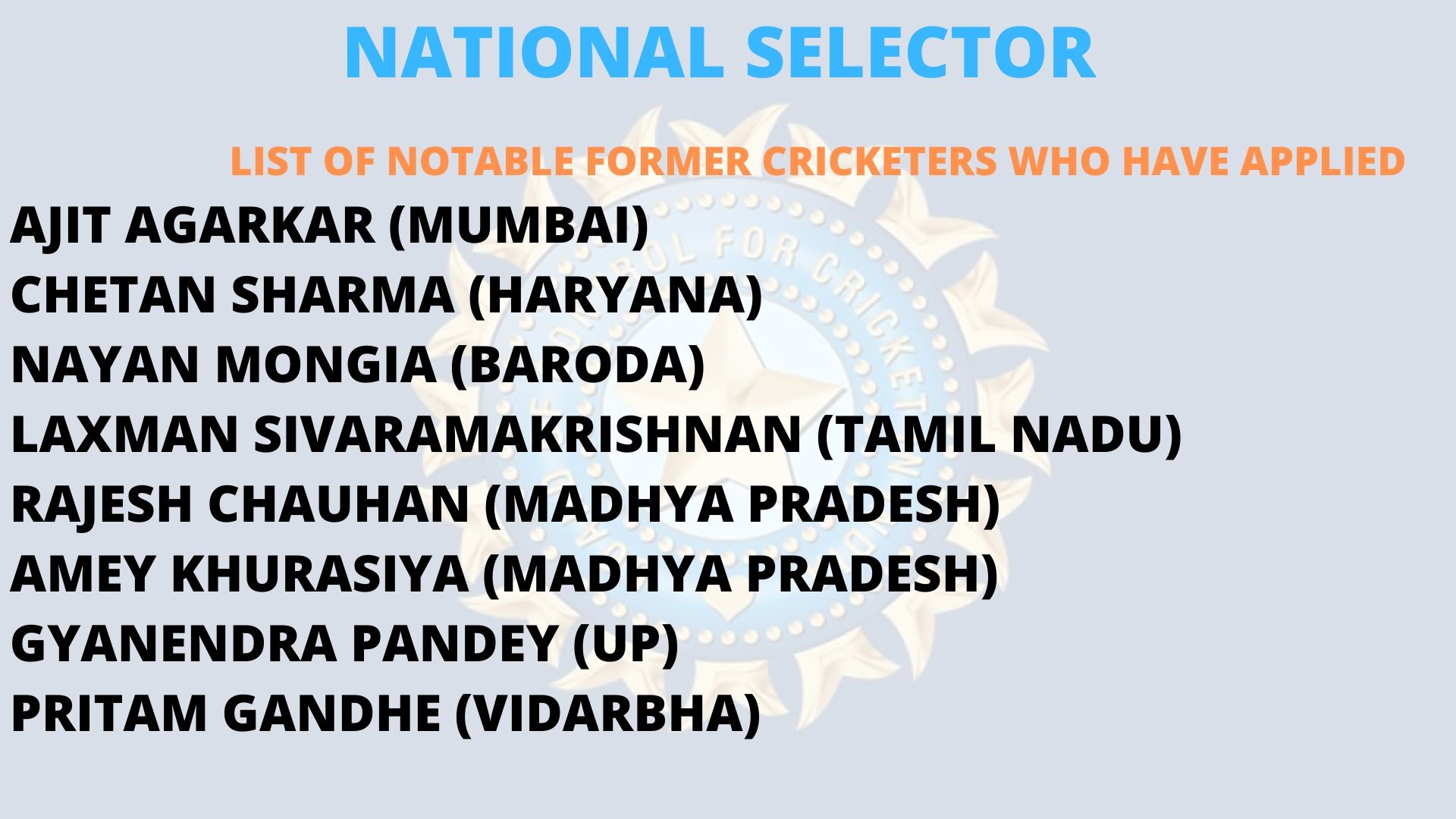 Madal Lal, Sulakshana Naik, Cricket Advisory Committee, the national selection panel