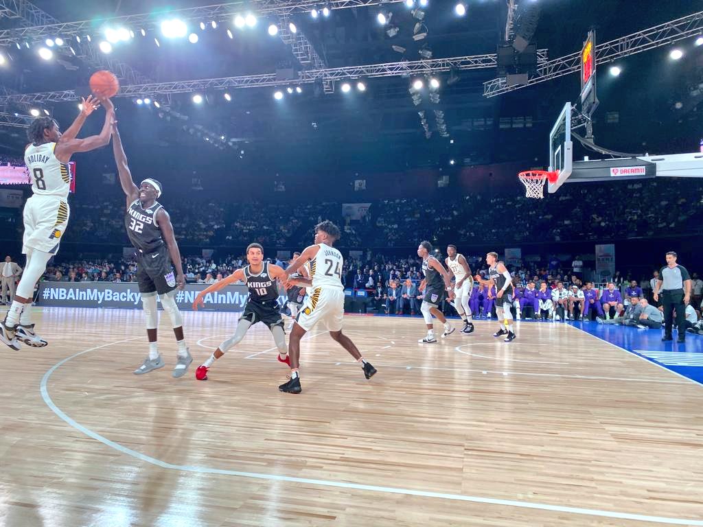 An action from the match between Indiana Pacers and Sacramento Kings.