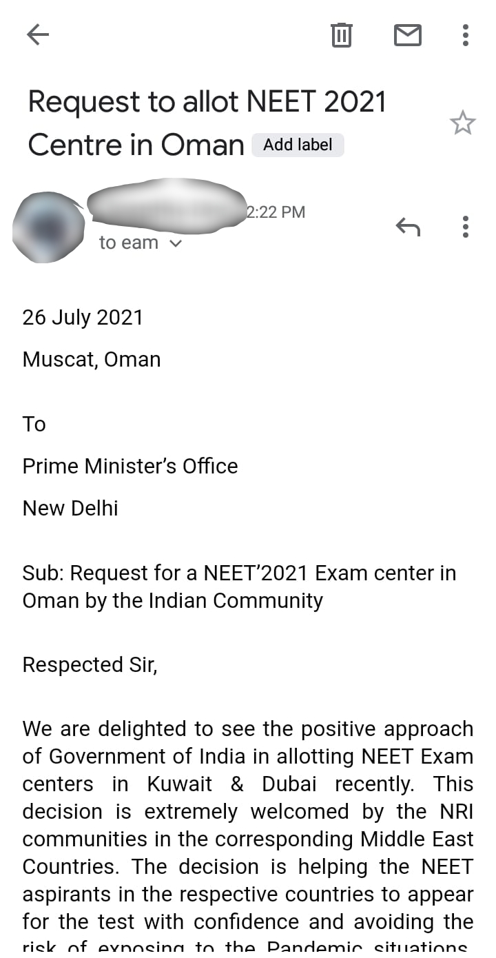 Establish NEET centres at Oman, urge aspirants