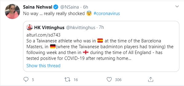 Saina Nehwal couldn't believe the news.