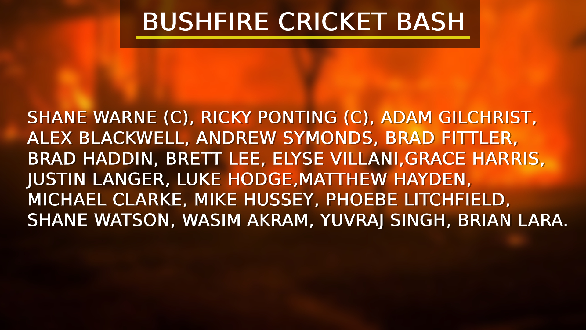 Bushfire relief fundraiser match