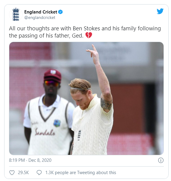 england cricketer ben stokes' father has passes away at the age of 65