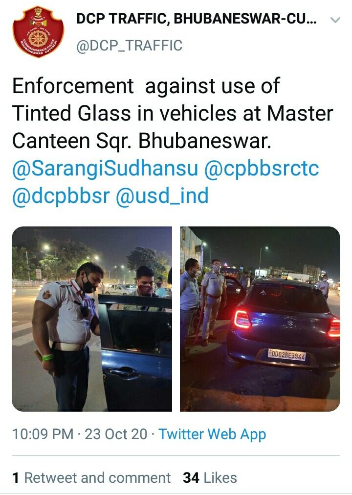 Tinted glass enforcement by commissionerate traffic police for Puja session