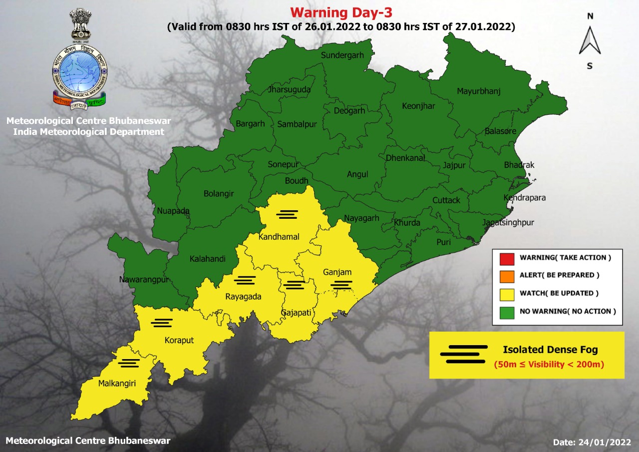 weather department alert yellow warning for many districts for heavy cold wave and fog