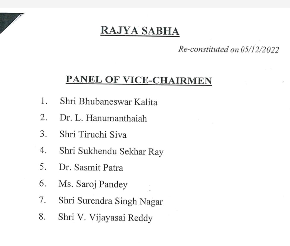 ରାଜ୍ୟସଭା ଉପାଧ୍ୟକ୍ଷ ପ୍ୟାନେଲରେ ବିଜେଡି ସାଂସଦ ସସ୍ମିତ ପାତ୍ର