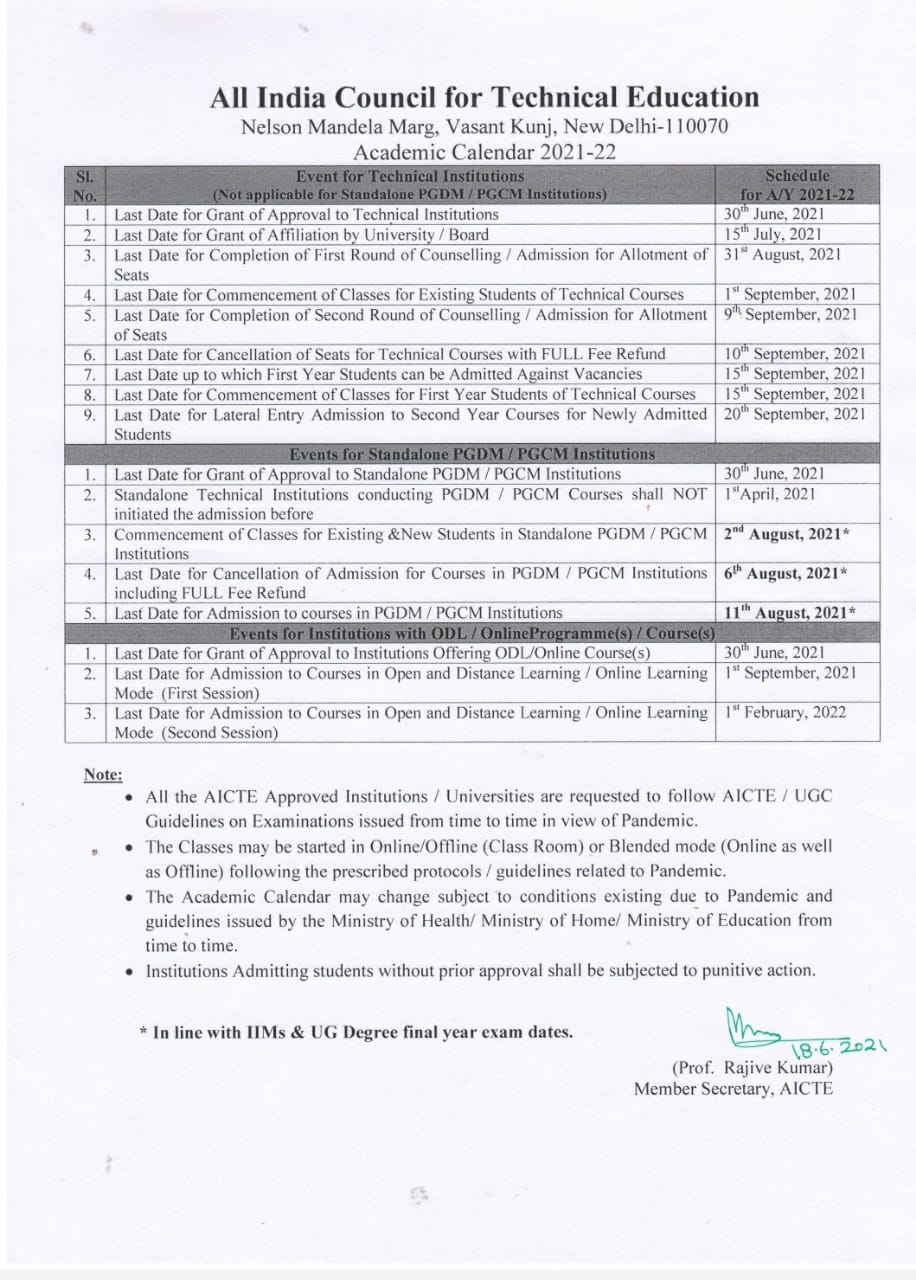 AICTE ପକ୍ଷରୁ ପ୍ରକାଶ ପାଇଲା ୨୦୨୧-୨୨ ନାମଲେଖା ତାଲିକା, ସ୍ୱପ୍ଟେମ୍ବର ୧ରୁ ପଠାପଢ଼ା ଆରମ୍ଭ