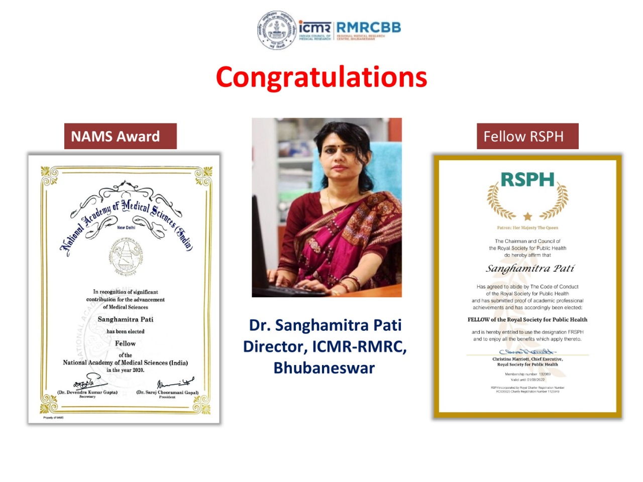 RMRC director Sanghamitra pati get national award on covid19 research