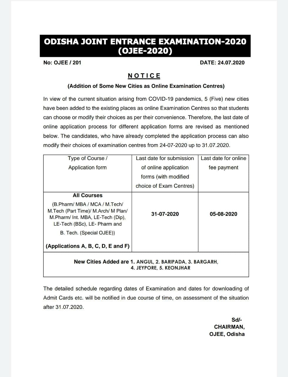 କୋରୋନା ପ୍ରଭାବ: ଓଜେଇଇ ଅନଲାଇନ ପରୀକ୍ଷାରେ 5 ସହର ସାମିଲ