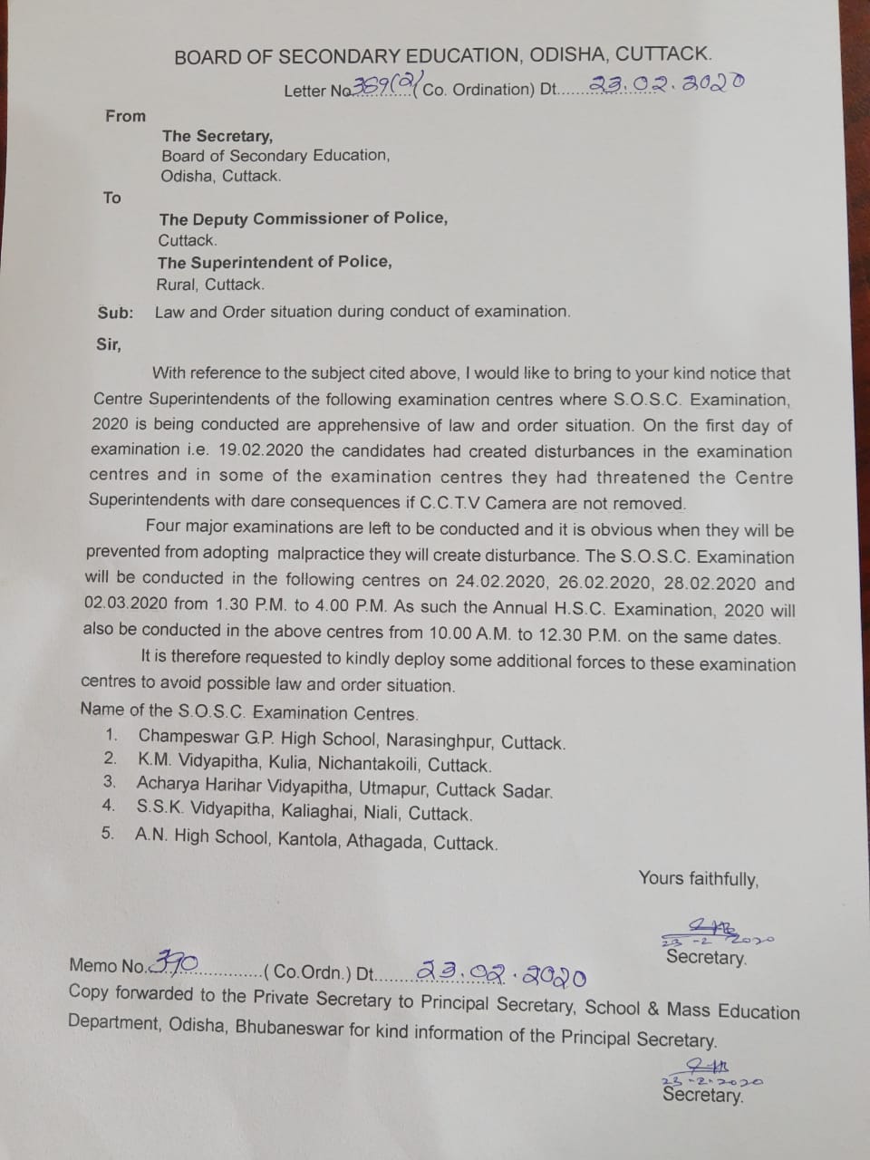 section 144 to be deployed in exam centers in odisha, matric exam 2020, inconvinience in matric exam, ମାଟ୍ରିକ ପରୀକ୍ଷାରେ ବିଭ୍ରାଟ ଆଶଙ୍କା, ରାଜ୍ୟରେ ମାଟ୍ରିକ ପରୀକ୍ଷା କେନ୍ଦ୍ରରେ ଧାରା 144, ମାଟ୍ରିକ ପରୀକ୍ଷା 2020