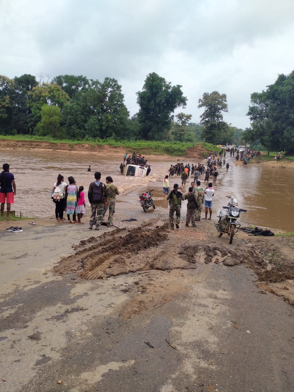 Close shave for 30 jawans as bus skids off flooded road near Bijapur, Chhattisgarh