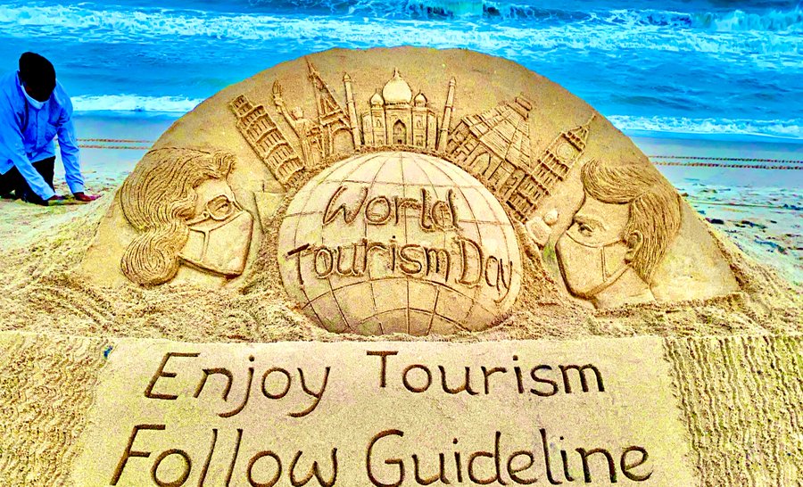 Odisha's sudarshan pattnaik creates sand Art to promote World tourism