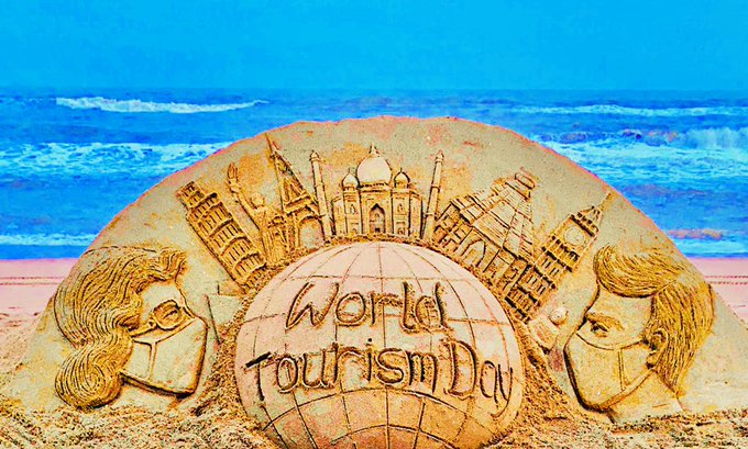 Odisha's sudarshan pattnaik creates sand Art to promote World tourism