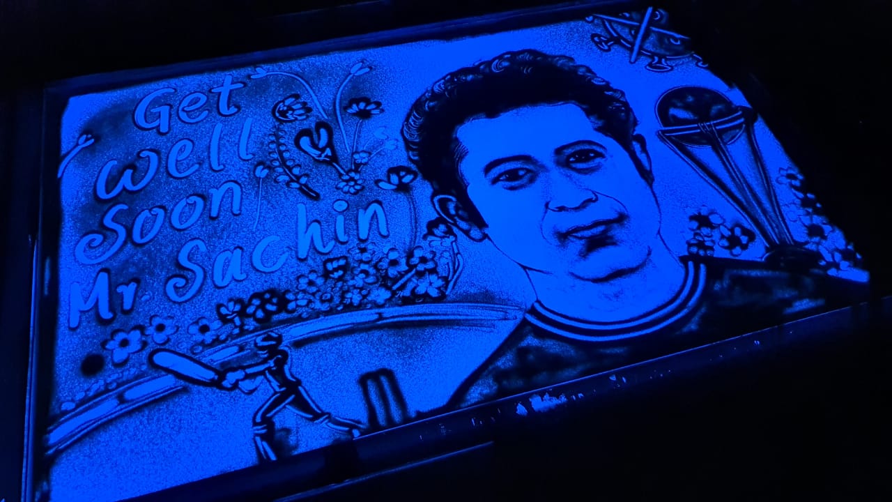 Odisha Sand Artists Unique Get Well Soon Message For Tendulkar