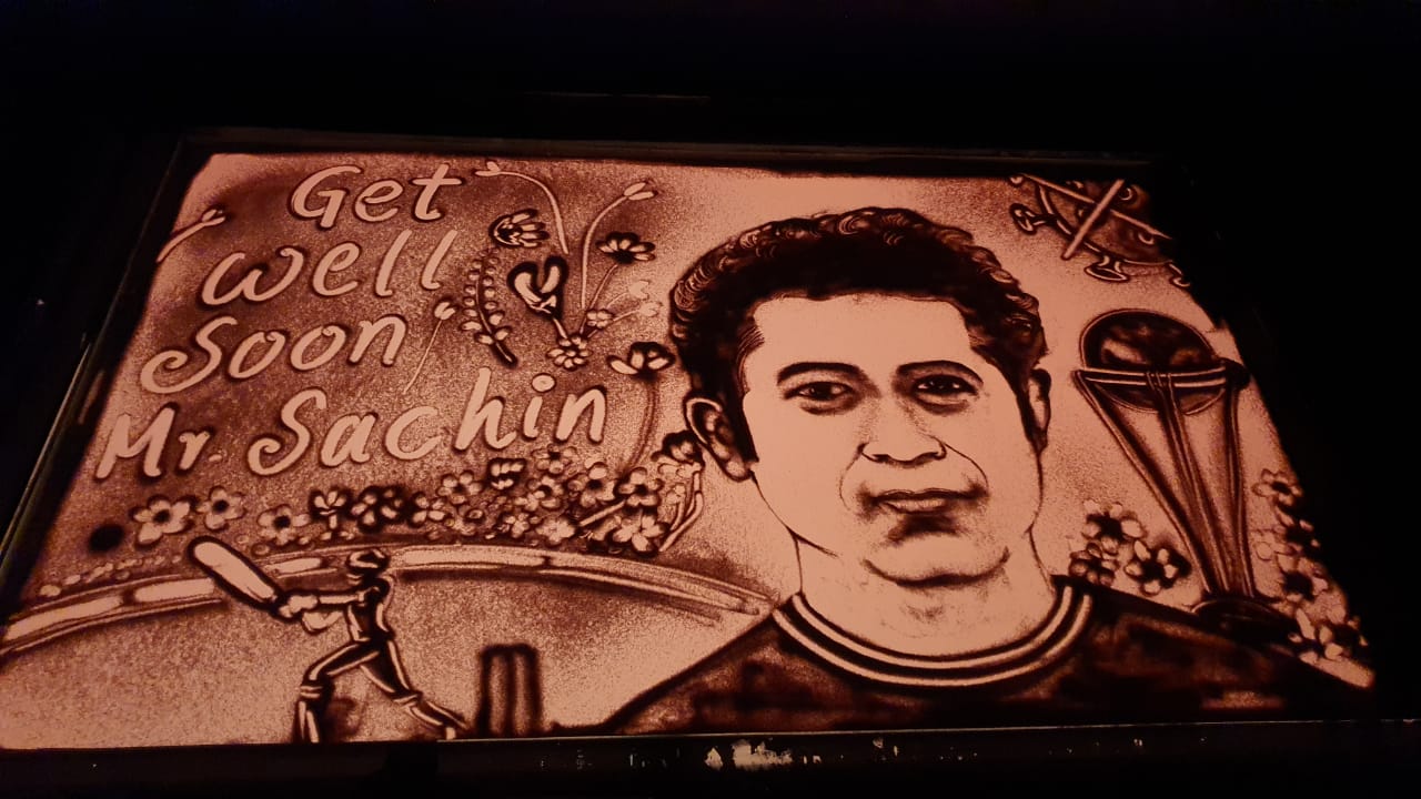 Odisha Sand Artists Unique Get Well Soon Message For Tendulkar