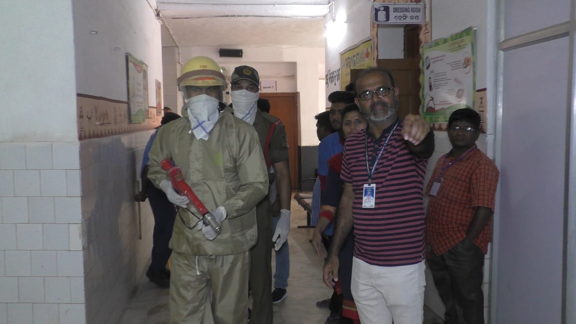 Sanitary spraying at the district main hospital