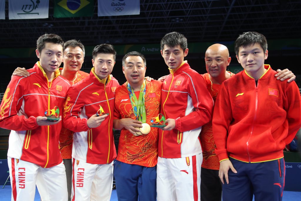 Chinese table tennis team at the Rio Olympics.