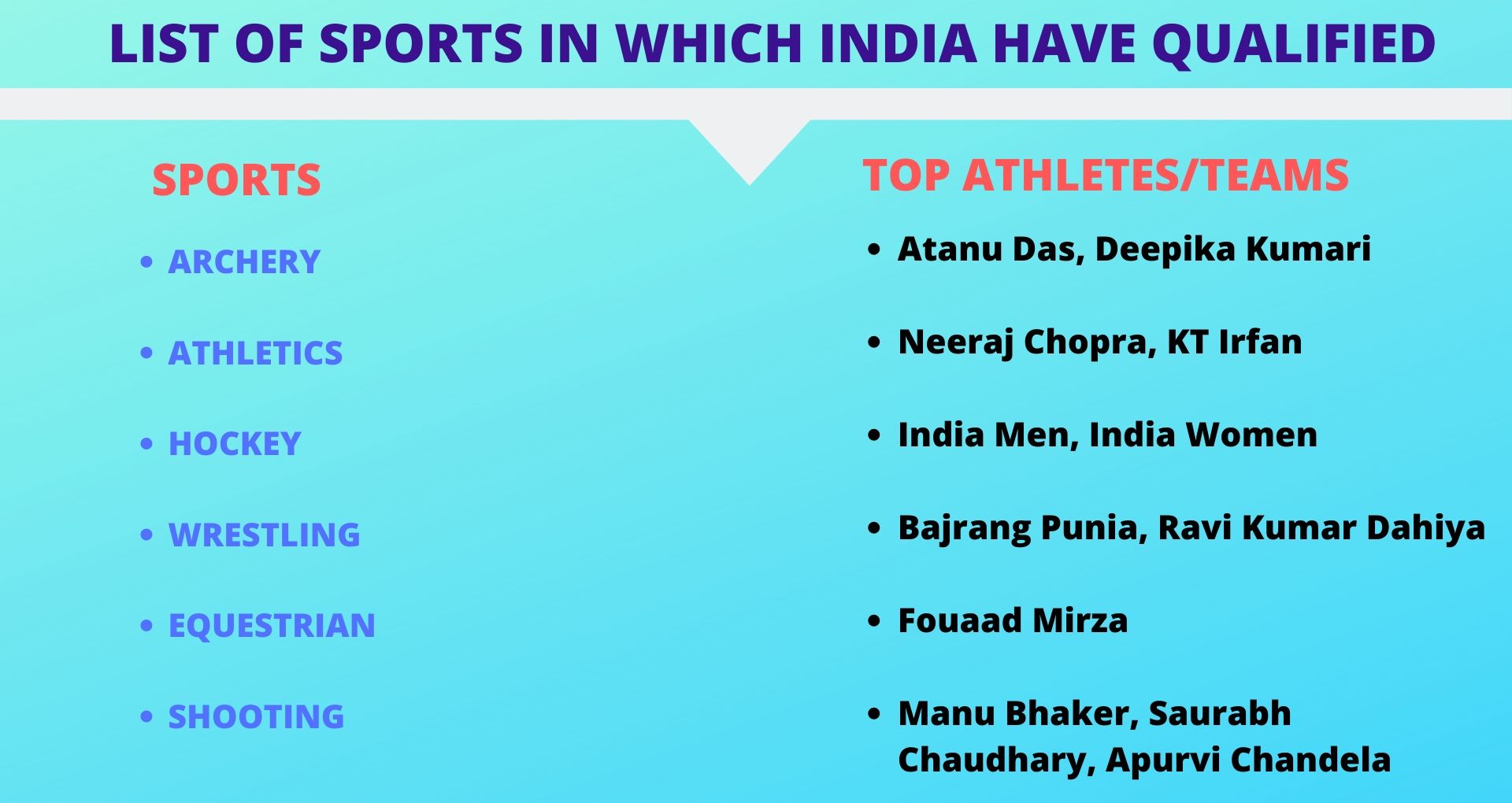 List of sports in which India have qualified