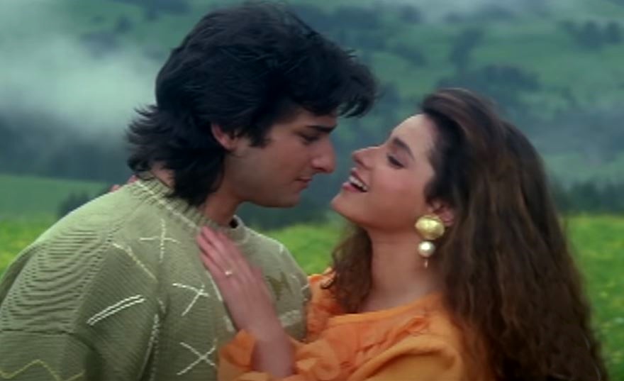 Saif with Neelam Kothari in a still from his debut film Parampara