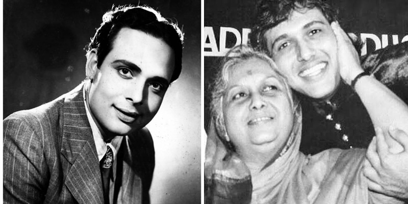 Govinda's father Arun Kumar on left, the actor with his mother Nirmala Devi on right