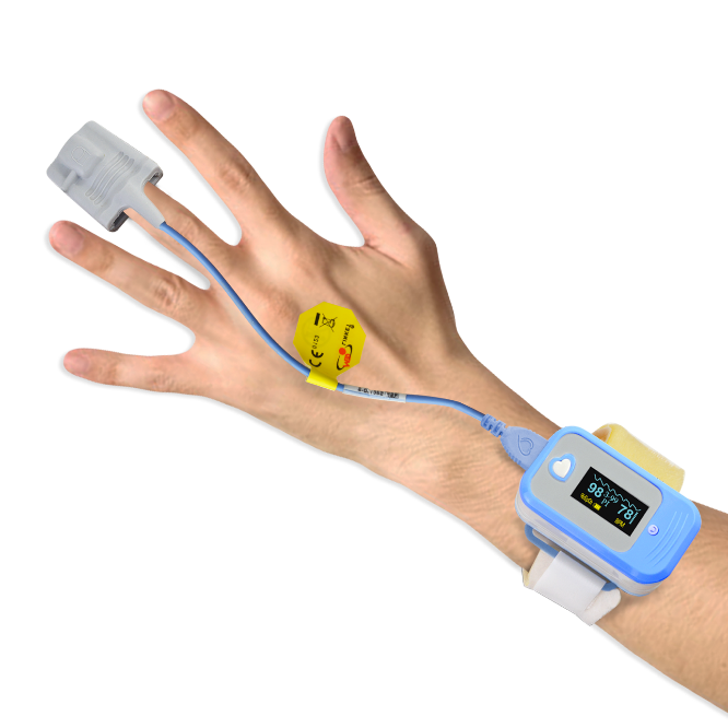 The device is can be clipped on to patient’s finger and data is streamed to a mobile phone or central monitoring system.