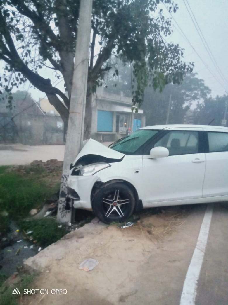 Uncontrolled Car Collides With Electric Pole