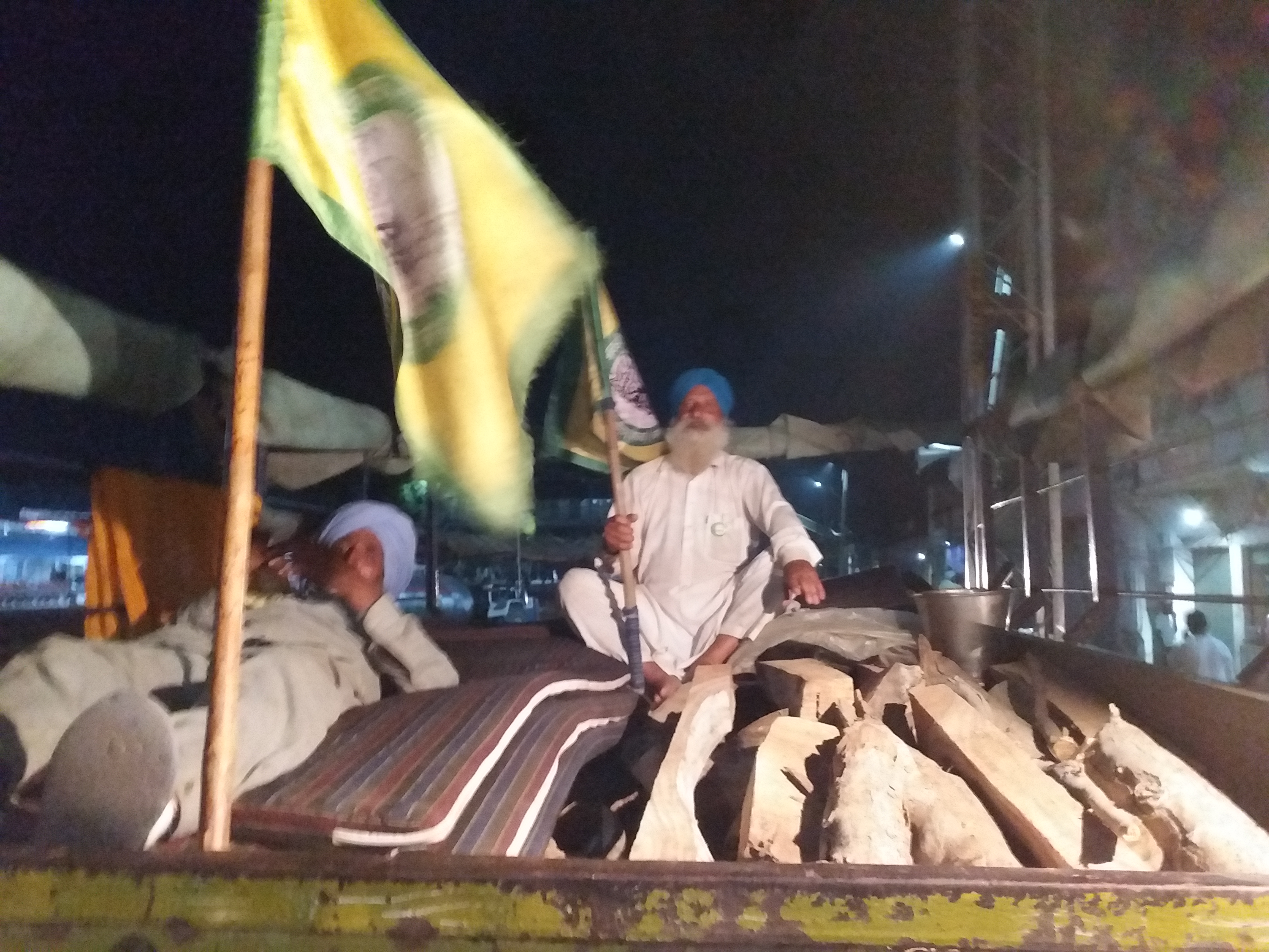 Farmers protest at night in Barnala