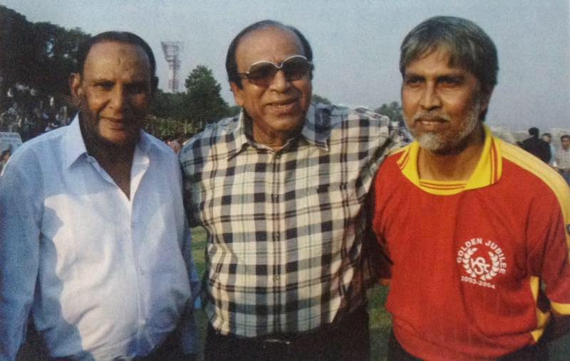 PK Banerjee along with Surajit Sen Gupta and Ahmed Khan in Kolkata Maidan.