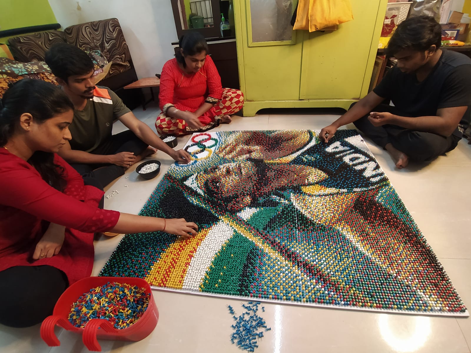 Mosaic portrait of Olympic gold medalist Neeraj Chopra