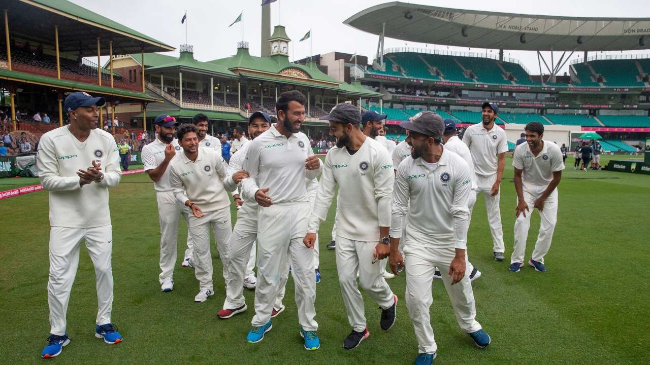 2018-19 Test series-winning Indian team at the Sydney Cricket Ground.