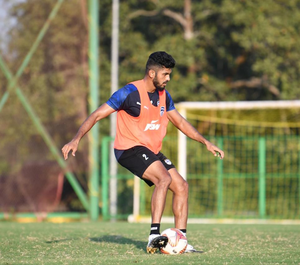 Bengaluru FC defender Rahul Bheke attends a training session.