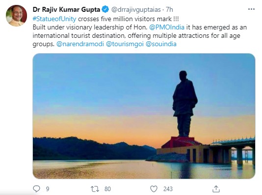 Statue of Unity crosses 50 lakh visitors-mark