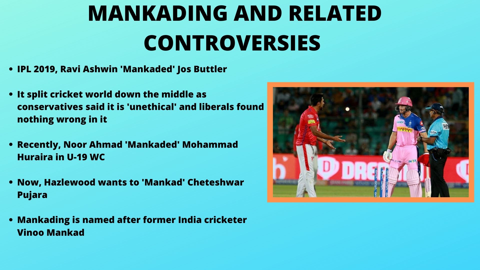 Mankading in recent time